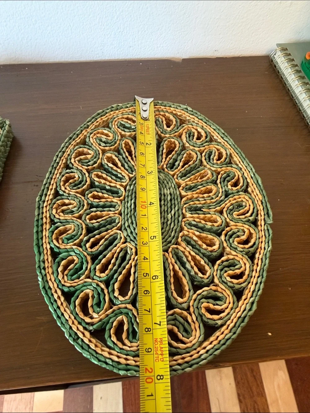 Handwoven Decorative Woven Trivets - Green and Natural Set